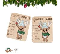 Christmas Roll-a-Reindeer Puzzle Game, Rolls The Dice, Place The Reindeer Pieces According To The Number You Roll - Xmas Wood Puzzle Board Game - Interactive Xmas Puzzles Gift Idea (A*2)