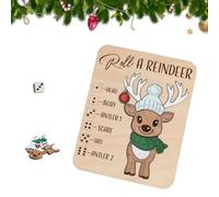 Christmas Roll-a-Reindeer Puzzle Game, Rolls The Dice, Place The Reindeer Pieces According To The Number You Roll - Xmas Wood Puzzle Board Game - Interactive Xmas Puzzles Gift Idea (A)