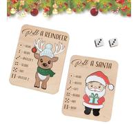 Christmas Roll A Reindeer Puzzle Game Rolls The Dice, Wooden Interactive Christmas Board Game, Interactive Xmas Puzzle Gift Idea, For Parties, Gifts, And Family Bonding (2PCS-C)