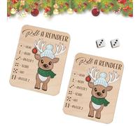 Christmas Roll A Reindeer Puzzle Game Rolls The Dice, Wooden Interactive Christmas Board Game, Interactive Xmas Puzzle Gift Idea, For Parties, Gifts, And Family Bonding (2PCS-B)
