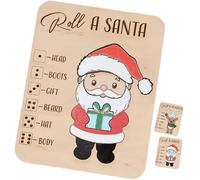 Christmas Roll-a-Reindeer Puzzle Game, Wooden Interactive Christmas Board Game, Place the Reindeer Pieces According to the Number You Roll, for Xmas Party Night Holiday. (B)