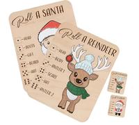 Christmas Roll-a-Reindeer Puzzle Game, Wooden Interactive Christmas Board Game, Place the Reindeer Pieces According to the Number You Roll, for Xmas Party Night Holiday. (ALL)