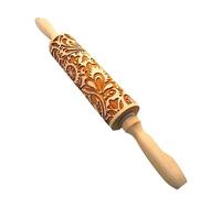 Christmas Rolling Pins Rock Snowflake Elk Wooden Rolling Embossing Baking Cookies Biscuit Fondant Cake Patterned Roller 35 * 5cm Wooden Embossing Rolling Pin(Color 5)