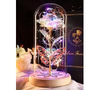 Christmas Rose Gifts for Women Galaxy Colorful Rose Crystal Flowers Gifts for Women Eternal Flower Birthday Gifts for Her Mum Grandma Wife Christmas Anniversary Light Up Flower In A Glass Dome Gift