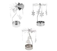 Christmas Rotary Candle Holder Spinning Candleholder: 3Pcs Rotating Tealight Candle Holder Snowflake Tree Angel Carousel Candlestick Stand for Birthday Wedding Holiday Party Decor