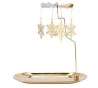 Christmas Rotating Snowflake Candlestick Holder Iron Golden Desk Decor