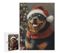 Christmas Rottweiler Portrait -1 Puzzle 1000 Teile Schwer Puzzle Spielzeug Lernspiel Impossible Herausforderungsspielzeug Für Erwachsene Kinder 500 PCS