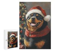 Christmas Rottweiler Portrait -1 Puzzle 1000 Teile Schwer Puzzle Spielzeug Lernspiel Impossible Herausforderungsspielzeug Für Erwachsene Kinder 1000 PCS