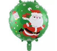 Christmas Round Foil Balloon, Santa Claus Red Green, Approx. 45 cm, Large XL Santa Claus Christmas Tree Helium Foil Balloon Christmas Party Decoration Kopper-24 Decoration