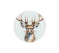 Christmas Round Glass Trivet Worktop Saver - Festive Deer Stag - Textured Kitchen Chopping/Cutting Board Worktop Protector with Non-Slip Feet 20cm x 20cm (8" x 8") Xmas Gift