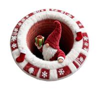 Christmas Round Optical Illusion Rugs 60cm 3D Visual Image Of Santa Claus Climbing Out Of A Chimney Paired With Snowflakes Christmas Stockings Washable Non Slip Carpets Floor Mat Welcome Doormat