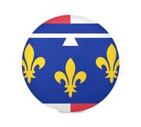 Christmas Round Placemats Wipeable Plate Mat Boho Set of 4, Centre Val de Loire Flag Placement Mats for Dining Table Multicolor 15.4"