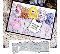 Christmas Row of Dog Heads Metal Die Cuts,Dog Animal Cat Cutting Dies Cut Stencils for DIY Scrapbooking Album Decorative Embossing Paper Dies for Card Making