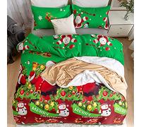 Christmas Royal Santa Claus Merry Xmas Kitty Duvet Quilt Cover & Pillowcase Bedding Set Multi-Colour Snowman Presents Set Ultra Soft Easy Care, Modern Design (Super King, Merry Santa)