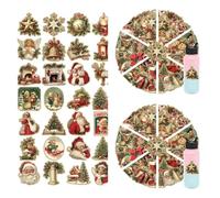 Christmas Rub Sticker | 3SET 50pcs Rub Stickers Transfers for Crafts | Vintage Waterproof Transfer Stickers | Christmas Theme Decals Aesthetic for D-IY Scrapbooking Photo Albums Furniture