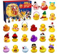 Christmas Rubber Duck Advent Calendar, 24 Days To Christmas 2025 Countdown Calendar Rubber Ducks Bath Toys Party Favor Gifts For Boys Girls Kids Toy (A)