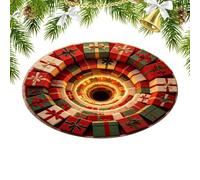 Christmas Rug | For Living Room 31.5x31.5 inch Illusion Effect Round Mat | Christmas Rug Floor - Carpet for Bedroom Guest House of Family Gathering