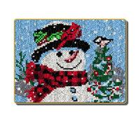 Christmas Rug Making Kits/DIY Christmas Latch Hook Kits-Pre Printed Pattern Embroidery Kits/Cross Stitch Sofa Cushion Cover Tool fit for Beginner and Adults Beginner Home Decor,52x38 cm (Christmas M)