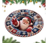 Christmas Rug Soft Quilted Non-Slip Round Mat with Illusion Decoration | Christmas kitchen runner for bathroom, bedroom, room, home, door, floor area, Halloween, city, weiler, high