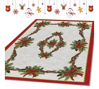 Christmas Rug - Washable Floor Mats For Christmas | Christmas Flooring | Christmas Themed Carpet, Seasonal Gathering Ornaments, Home Textile, Winter Holiday Decoration For Summer