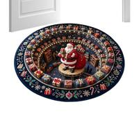 Christmas Rugs in the Living Room Mat - Round 80 cm with Optical Illusion | Christmas Mat for Home Area, Entrance Living Room Dining Room Hallway Office and Fest
