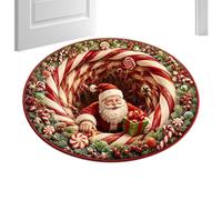 Christmas Rugs in the Living Room Mat - Round 80 cm with Optical Illusion | Christmas Mat for Home Area, Entrance Living Room Dining Room Hallway Office and Fest
