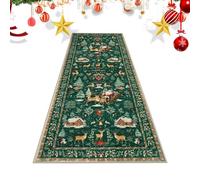 Christmas Runner, Christmas Indoor Floor Mats Non-Slip Kitchen Mat, Soft Christ-mas Tree Santa Claus Carpet for Entryway, Living Room Bathroom Hallway Kitchen Bedside