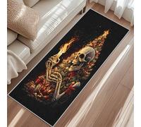 Christmas Runner Rug 80x150, Non Slip Gothic Skull Xmas Tree Pattern Carpet Runner for Hallway, Washable Short Pile Living Room Long Rugs for Kitchen Entryway Bedroom Decor