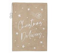 Christmas Sack Hessian Sack with Drawstring 70x50cm Gift Bag, Santa Sack, Present Sack (Beige Christmas Delivery 7125)