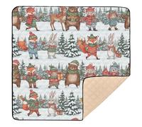 Christmas Safari Animals Cute Foldable Baby Gym & Activity Mat for Indoor Outdoor Waterproof Baby Play Tummy Time Mat for Baby Kids Toddlers Infants, 50'' x 50''