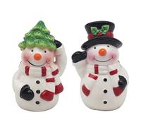 Christmas Salt and Pepper Set Novelty Cruet Set - Snowman Striped Scarf 0801