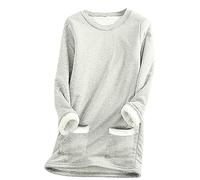 Christmas Same Day Delivery Fleece Lined Sweatshirt for Women UK With Pockets Winter Warm Cosy Thick Pullover Tops Plus Size Long Sleeve Crewneck Jumper Deals of The Day Sale Home