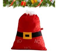 Christmas Santa Bag - Big Drawstring Present Holder, Linen Fabric Sack, Eco-Friendly Reusable Storage Pouch, Decorative Holiday Packaging Tote | Gift Wrap Organizer for Party Supplies Home Dis