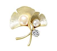 Christmas Santa Brooch dumb gold leaf brooch fashion light pearl corsage women's decoration suit small accessories