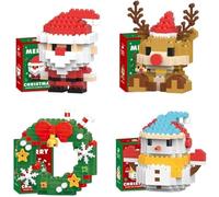 Christmas Santa Building Blocks Set, 4/6/12 Pack Santa Claus Design Building Kit, 2025 New Christmas Theme Ornaments, DIY Stocking Stuffers Christmas Tree, Xmas Birthday Gifts, Party Favors (4 Set C)