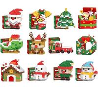 Christmas Santa Building Blocks Set, 4/6/12 Pack Santa Claus Design Building Kit, 2025 New Christmas Theme Ornaments, DIY Stocking Stuffers Christmas Tree, Xmas Birthday Gifts, Party Favors (12 Set)