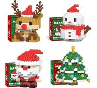 Christmas Santa Building Blocks Set, 4/6/12 Pack Santa Claus Design Building Kit, 2025 New Christmas Theme Ornaments, DIY Stocking Stuffers Christmas Tree, Xmas Birthday Gifts, Party Favors (4 Set A)