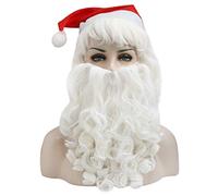 Christmas Santa Claus Beard Wig Cosplay Costume Long White Heat-resistant Synthetic Hair Wigs Set Headwear Hat