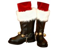 Christmas Santa Claus Boots for Men UK Solid-Colour Mid-Calf Boots with White Plush & Side-Zip Wide Calf Combat Christmas Boot Fancy Dress Costume Footwear for Halloween Christmas Cosplay