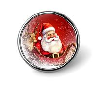 Christmas Santa Claus Brooch with Button Design, Funny Backpack Pins for Women, Personalized Brooch Pins for Men, Round Badge for Hat, Cute Badge Holders for Activity