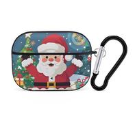 Christmas Santa Claus Case Cover with Keychain Shockproof Hard Shell Protective Case for 2nd/1st Generation Case for Women Men Bluetooth Earbuds Case