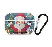 Christmas Santa Claus Case Cover with Keychain Shockproof Hard Shell Protective Case for 2nd/1st Generation Case for Women Men Bluetooth Earbuds Case