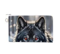 Christmas Santa Claus Coin Purse Canvas Wallet Cute Change Purse Small Storage Bag with Zipper, Big black wolf with red eyes, One Size, Flowers and Animals