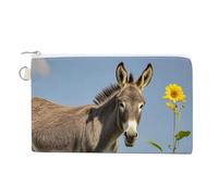 Christmas Santa Claus Coin Purse Canvas Wallet Cute Change Purse Small Storage Bag with Zipper, donkey and flower, One Size, Flowers and Animals