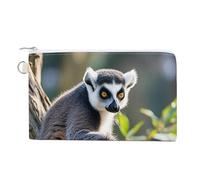 Christmas Santa Claus Coin Purse Canvas Wallet Cute Change Purse Small Storage Bag with Zipper, Ringtailed Lemur, One Size, Flowers and Animals