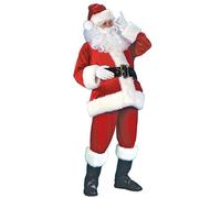Christmas Santa Claus Cosplay Costume Adult Unisex Props Fancy Dress Xmas Red Santa Deluxe Velvet Santa Cosplay Suit Party Outfit (A-White, XXL)