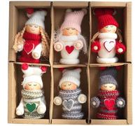 Christmas Santa Claus Felt Ornament Set Cozy Felt Cartoon Hanging Decor Classic Red No Face Santa Tree Pendant Adorable Multiple Characters Lightweight for Holiday Home Festive Party Display(A)