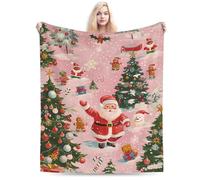Christmas Santa Claus Flannel Blanket 125x150CM, Cozy and Classic ChristmasThrow for Couch, Bed, or Sofa, Timeless Santa Design, Thoughtful for Friends, Family, and Children