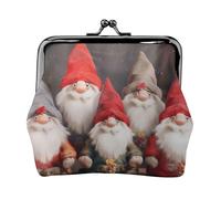 Christmas Santa Claus Gnomes Prints Coin Purse Kiss Lock Pu Leather Mini Pouch Wallet Change Bag for Women Girls Kids