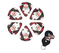 Christmas Santa Claus Guitar Picks 6 Pack, 0.46mm Thickness Celluloid Bass Pick with Leather Guitar Pick Holder Keychain Abstract Art Pics Plectrum for Acoustic Electric Guitar, Ukulele, Bass